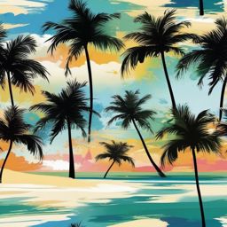 Beach Wallpaper - Palm Trees in the Caribbean  , splash art wallpaper, dull colors