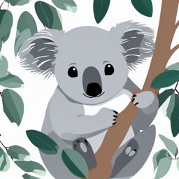 Koala Clipart - Koala napping in the eucalyptus tree , minimal, 2d