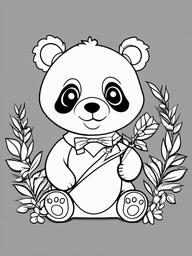 Panda Coloring Pages - Panda waving hello in a friendly greeting  simple coloring pages