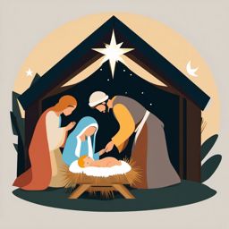 Clip art nativity scene, A serene nativity scene with the Holy Family.  simple, 2d flat