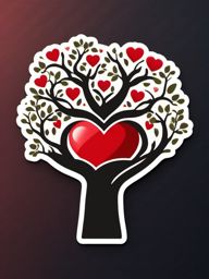 Heart Tree Emoji Sticker - Love growing like branches, , sticker vector art, minimalist design