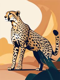 Cheetah clipart - Fastest land animal known for sprinting, ,vector color clipart,minimal