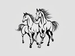 three horse tattoo  simple tattoo,minimalist,white background