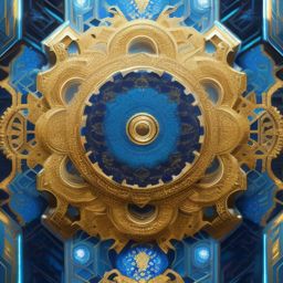 floral and gear art deco abstract patterns, blue and gold, 8 k, powerfull, intricate, elegant, volumetric lighting, digital painting, highly detailed, artstation, sharp focus, illustration, concept art, ruan jia, steve mccurry, beksinski