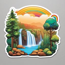 Waterfall and Rainbow Emoji Sticker - Waterfall enchantment, , sticker vector art, minimalist design