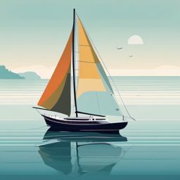 Sailboat Clipart - A sailboat cruising on calm waters.  transport, color vector clipart, minimal style