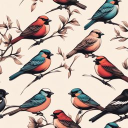 sparrow tattoo minimalist color design 
