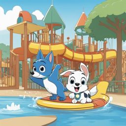 bluey coloring pages - bluey and bingo have a playful day at the water park. 