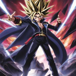 yugi mutou summons powerful monsters in a high-stakes duel monsters match. 