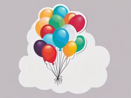 Balloon Release Sticker - Releasing a bunch of festive balloons, ,vector color sticker art,minimal