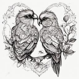 Love birds  ,tattoo design, white background