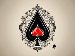 King of Spades Tattoo-Delightful and playful tattoo featuring the king of spades card, perfect for fans of card games and luck symbolism.  simple color vector tattoo