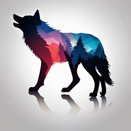 Wolf Silhouette Tattoo,striking tattoo of a wolf in a bold and distinctive silhouette. , color tattoo design, white clean background