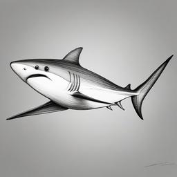 drawing of Thresher shark  minimal rough sketch scribbles,doodles,black and white