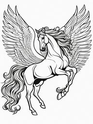 Pegasus Coloring Pages - Majestic Winged Horse of Legend  minimal black outline printable sheet, coloring page