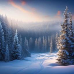 Winter background wallpaper - snow forest backdrop  