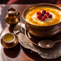 sutlac, turkish rice pudding, relished at a serene tea ceremony in cappadocia. 