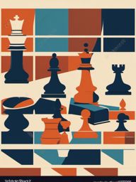 Chessboard Clipart - A classic chessboard set up for an intellectual game of strategy.  color clipart, minimalist, vector art, 