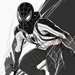 drawing of miles morales  minimal rough scribbles,doodles,black and white