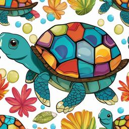 Turtle clipart - turtle with colorful shells  