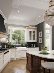 Classic French Provincial Elegance - Add the elegance of French provincial style. , kitchen layout design ideas, multicoloured, photo realistic, hyper detail, high resolution,