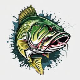 Massive largemouth bass biting lure  colors,professional t shirt vector design, white background