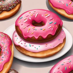 donut clipart - a delectable donut, frosted with sweet indulgence, sitting on a cozy cafe table 