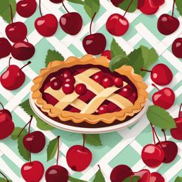 Cherry Pie with Lattice Clipart - A slice of cherry pie with a lattice crust.  color vector clipart, minimal style