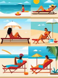 Sunbathing Relaxation clipart - Relaxing and soaking up the sun, ,vector color clipart,minimal