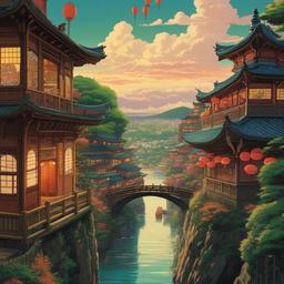 Studio Ghibli Wallpaper - Studio Ghibli's Spirited Away  wallpaper style, intricate details, patterns, splash art, light colors