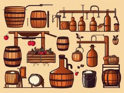 Cider Making clipart - Traditional cider making process, ,vector color clipart,minimal