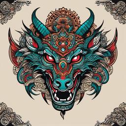 dragon aztec tattoo  simple vector color tattoo