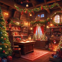 Santa's Magical Workshop in Anime Christmas Style Cute Anime Christmas Wallpaper intricate details, patterns, wallpaper photo