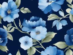 Blue Flowered Wallpaper-Blue with watercolor-style flowers in shades of navy and sky blue  background wallpaper