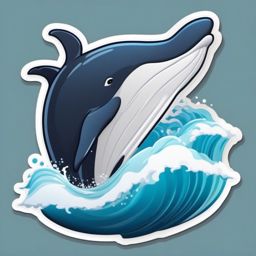 Majestic Humpback Whale Breaching Emoji Sticker - Aquatic giant leaping in open seas, , sticker vector art, minimalist design