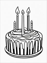 Birthday Candles in Cake Coloring Pages - Bright Candles Lit on a Cake  minimal black outline printable sheet, coloring page