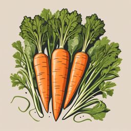 Carrot Harvest Clipart - Freshly harvested carrots with greens attached.  color vector clipart, minimal style