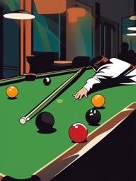 Billiards Break Shot Clipart - A billiards player taking a break shot.  color vector clipart, minimal style