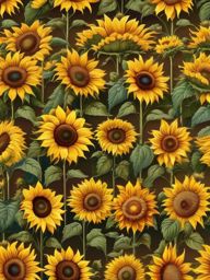 Sunflowers Wallpaper - Sunflower Fields in Tuscany  wallpaper style, intricate details, patterns, splash art, light colors