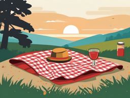 Picnic Blanket Sticker - Outdoor relaxation, ,vector color sticker art,minimal