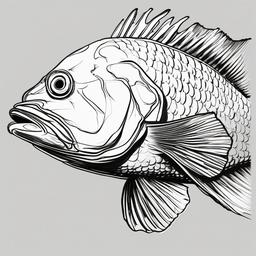 drawing of grouper fish  minimal rough sketch scribbles,doodles,black and white