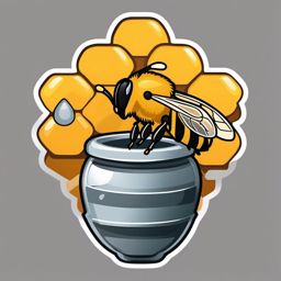 Beehive and Honey Pot Emoji Sticker - Nature's sweet collaboration with bees, , sticker vector art, minimalist design