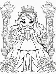 Princess and Her Pets Coloring Pages - Adorable Animals with Their Princess  minimal black outline printable sheet, coloring page