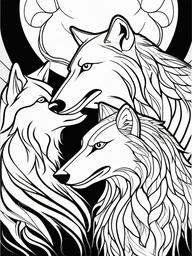 Wolf and Eagle Coloring Pages - Wolf and Eagle Sharing a Moment  minimal black outline printable sheet, coloring page