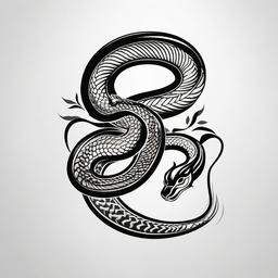 Chinese Year of the Snake Tattoo - Tattoo featuring a snake representing a specific Chinese zodiac year.  simple vector tattoo,minimalist,white background