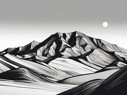 drawing of a desert mountain  minimal rough sketch scribbles,doodles,black and white