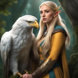 galadriel silverleaf, an elf druid, is transforming into a giant eagle to scout from the skies. 
