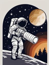 Astronaut clipart - astronaut with a telescope  clipart