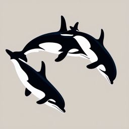 Orcas Breaching in Unison Clip Art - Orcas breaching in perfect unison,  color vector clipart, minimal style