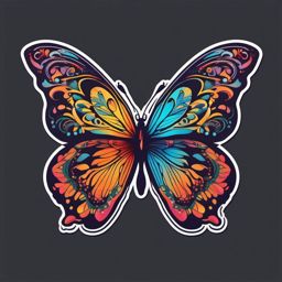 Butterfly Sticker - A colorful butterfly with intricate wing patterns. ,vector color sticker art,minimal